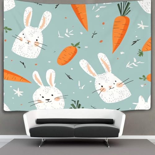 Tissu pour la chambre tapisserie lapin 3D grand format 230cm