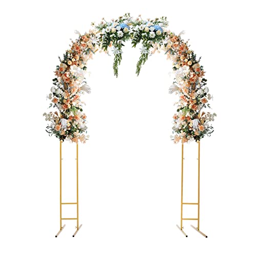 Arco per matrimonio in metallo, arco per rose, doppio tubo, arco da giardino, arco per palloncini, giardino, cornice per feste, cerimonie, eventi, 2,2 x 1,5 m (oro)