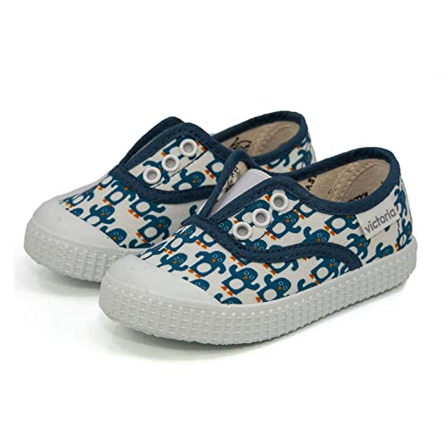 victoria Girls Slip On Canvas Shoes, Blue White,1 M US2