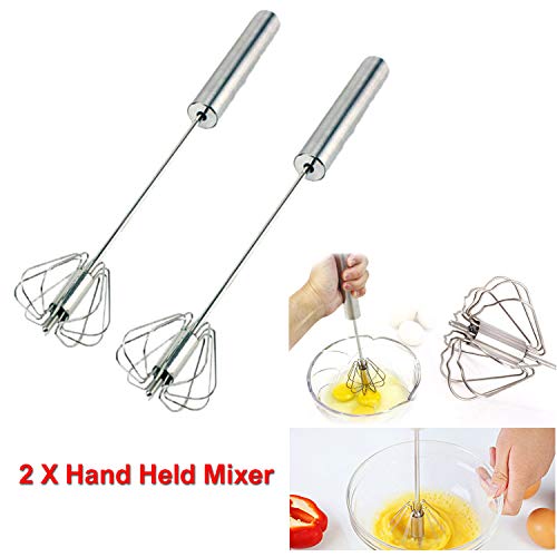 2 X Hand Held Press Mixer Whisker Whisk Batter Egg Beater Rotate Blender