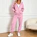Generisch Damen Jogginganzug Set Zweiteiler Weich Weich Bequem baggy Langarm Kapuze Reißverschluss Taschen große Größen für Herbst Winter Freizeit Sport Loungewear Streetwear Trainingsanzug,Rosa,L