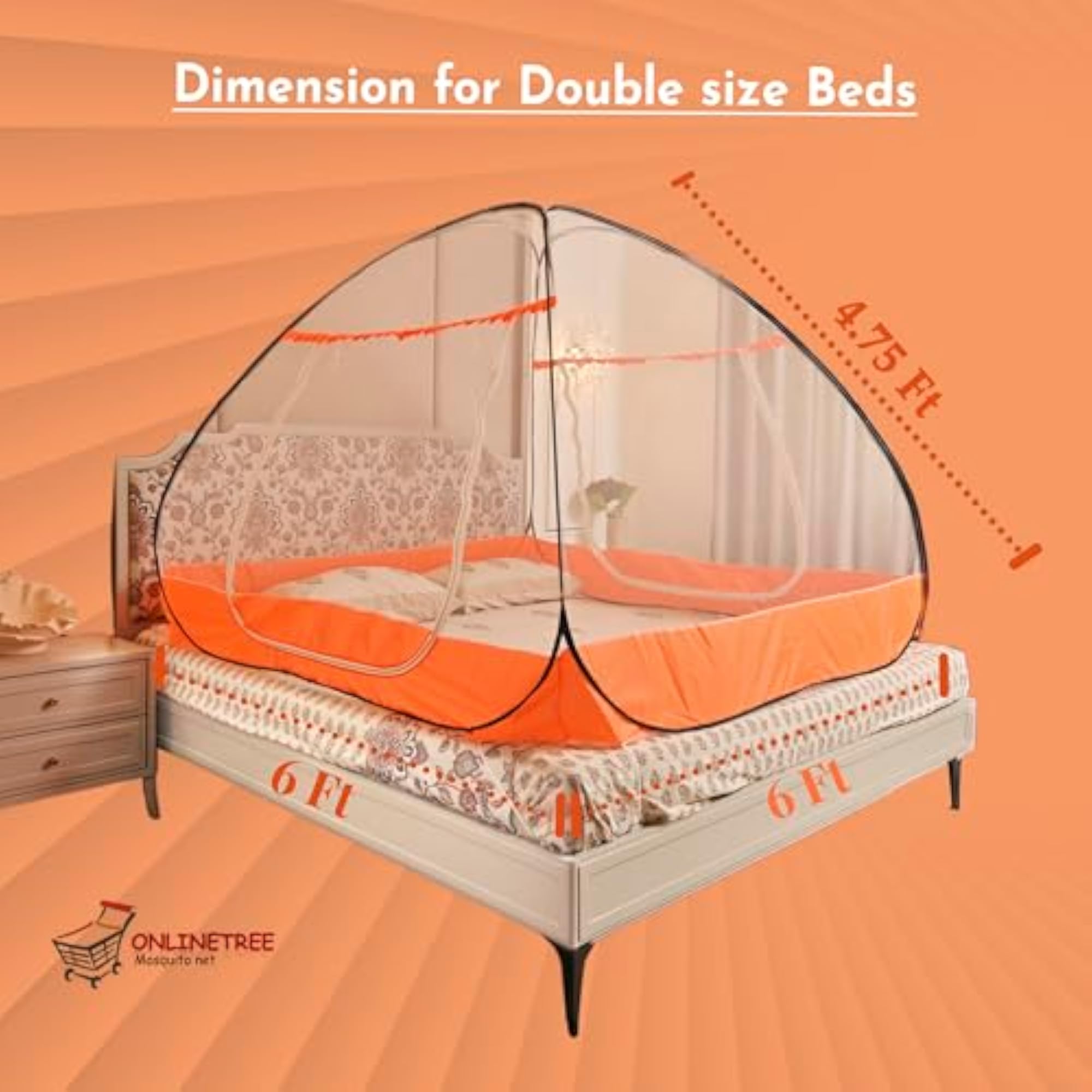 Double Bed Mosquito Net, Queen Size Embroidery Foldable Machardani