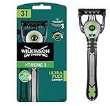 Wilkinson Sword Xtreme 3 Ultra Flex - 3 Maquinillas de Afeitar Desechables Ultra Flexibles de 3 Hojas para Hombres con Cabezal Pivotante