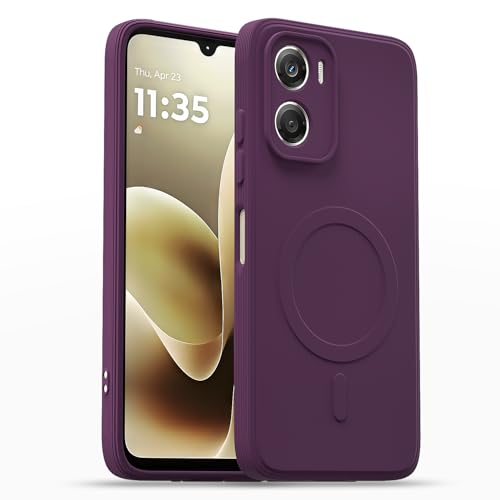 Image of Outlouders Back Cover for Motorola Moto G06 Power Soft Matte Silicone Cover with Slim Fit | Mag-Safe Logo (Not Mag-Safe Compatible) | Shockproof | Camera Protection Bumper Case (Purple)