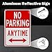 T&R No Parking Anytime Sign - 2 Pack - 14 x 10 Inches Rust Free .040 Aluminum Reflective - UV Protected, Waterproof, Weatherproof and Fade Resistant - 6 Pre-drilled Holes