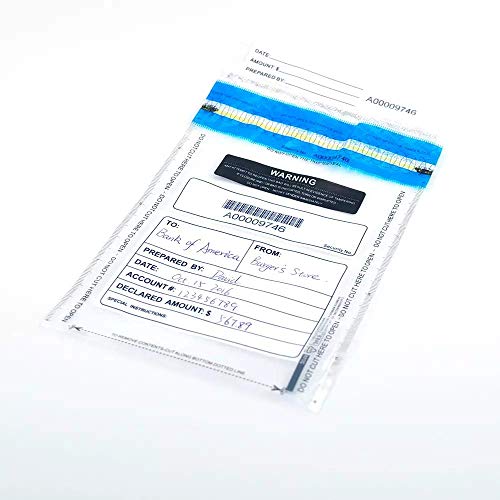 Clear Deposit Bags, Tamper-Evident Bags, Security Bank Pocket, 6 X 9 Inches (100) #TOP2