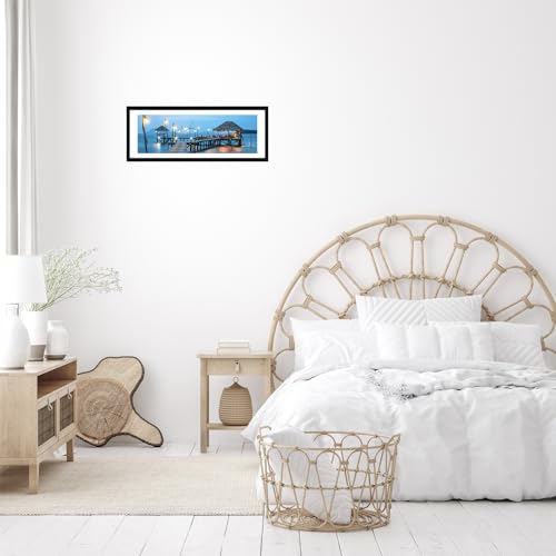 Image of JCJMY 9x27 Picture Frame with 8x24 Mat, Display Photo 8x24 with Mat or 9 x 27 Without Mat, Wall Hanging Large 9 by 27 Poster Frame with Plexiglass, Black