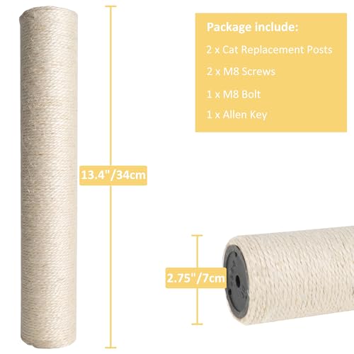 Dimaka 2 Cat Scratching Post Replacement Poles, Cardboard and Sisal, 13.4in, 34cm - Image 2