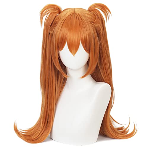 HIROAKIYA Asuka Langley Wig Orange, Asuka Langley Cosplay Wig Clip Ponytails with Wig Cap