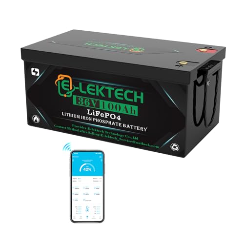 36V 100Ah Lifepo4 Lithium Golf Cart Battery, Built-in 200A BMS, Peak Current 500A(3-5s), 10 Yrs Lifespan for Golf Carts, RV, Trolling Motor, Marine