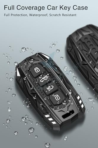 Image of Screwless Series Car Key Cover Compatible with TATA Sierra Adventure, Accomplished, Curve EV, Harrier EV Adventure & Fearless | 4 Button Smart KeyCase | Silicone KeyShell with Keychain