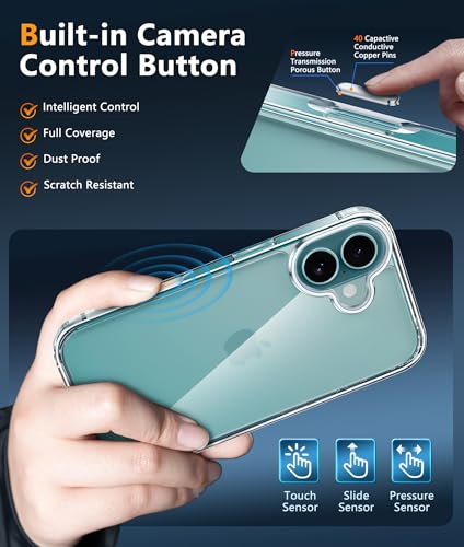Image of FNTCASE for iPhone 16 Plus Case: Clear Phone Cases Compatible with Magsafe Slim Anti Yellowing Military Grade Drop Protection Rugged Shockproof Protective Transparent Cell Cover (D-Transparent)