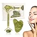 Gua sha Stein & Gesichtsroller Geschenkset, Gesicht Roller Kits Gesichtsroller Gesichtmassagegerät Jade Ficial Roller mit Gua Sha Schaber Augen Nacken Massagegerät Anti-Aging Hautpflege Werkzeug(Grün)