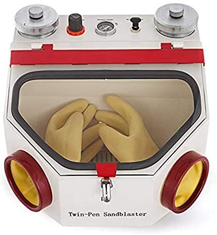 Eustoma Twin Double Pen Fine Sandblaster Lab Equipment 50W Sand Blaster Unit With Led Lamp（Metal Bottles） #TOP2