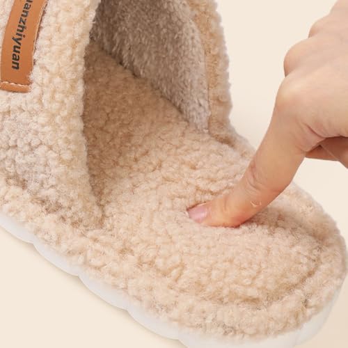 Premium Comfort Fleece Plaid Grid Design Non Slip Women's Fuzzy House Slippers Indoor Soft Warm Home Furry Shoes4