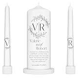 Unity Candles for Wedding, Modern Unity Set, Custom and Personalized Pillar and Taper Candles with Bible Quote, Premium Wax, Black and White, Religious and Wedding Ceremony, Special Events (Black)