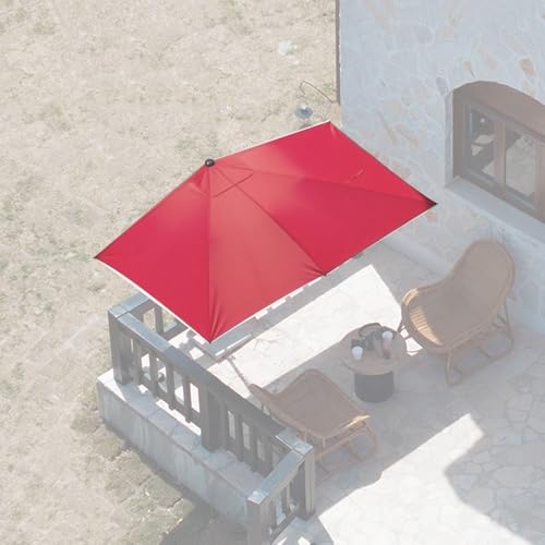 BGBZHMMEE Ombrellone da Parete Rettangolare, 8 Piedi X 4 Piedi, Ombrellone da Giardino, Ombrellone da Tavolo Regolabile per Esterni, Balcone, Giardino, Terrazza, Bar(Burgundy,200x100cm/6.5x3ft)