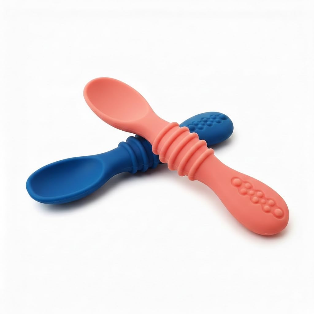 Kitchen Expert Silicone Baby Feeding Set | Set of 2 | Training Spoon | BPA-Free Utensils for 6-24 Months | Baby Cutlery Set for Toddlers | Led Weaning Spoon for Kids-image-19