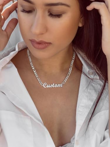 FindChic Custom Name Necklace Personalized Stainless Steel Layered Necklace for Women Girls Gold Plated/Black Name Plate Jewelry Gift for Gf Mom Daughter, with Gift Box2