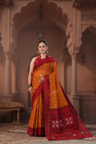 Image of TAMAIRA FASHION Mulmul Pure Cotton Saree For Woman Floral Batik Printed|Office Wear Daily Wear Sarees For Women Without Blouse Piece (Available in 11 Colours)