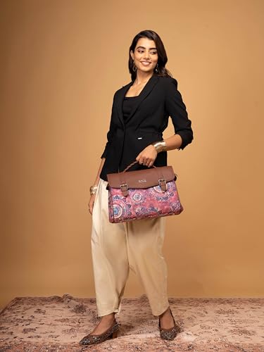 Image of ZOUK Heritage Satchel Bag - Gwalior Weaves | Jute | Vegan Leather Handcrafted With Detachable Sling Strap