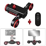EACHSHOT Motorized Dolly Car, 3-Wheels Wireless Electric Track Rail Slider Video Camera Dolly Car with Remote Control, Compatible with DSLR Camera, Camcorder, for GoPro, iPhone, and Android Smartphone