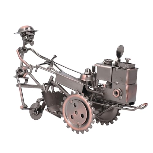 PLKYZMCDK Escultura de Tractor metálica, Modelo de Tractor de Metal Vintage con artesanía Detallada, Adorno de decoración para el hogar Antiguo para Escritorio, estantería o Sala de Estar, d (Bronce)