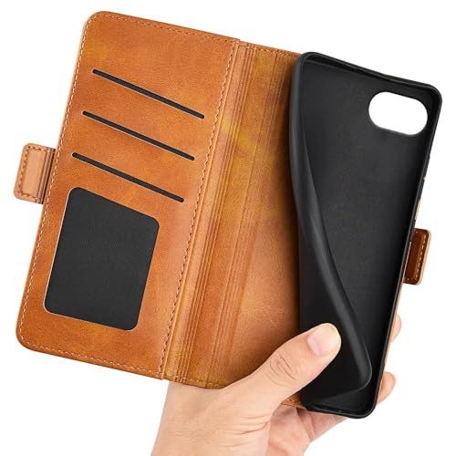 Image of Havilah for iPhone 16e Dual-Side Magnetic Buckle Horizontal Flip Faux Leather Phone Case iPhone 16e Case Cover(Yellow)