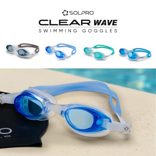 Image of Solpro Clear Wave Unisex Adult Swimming Goggles for Women,Men,Boys,Girls,Teenagers,Athletes,Swimmers For Training,Competition in Swimming Pool,Beach,Water Sport, Park & Activties