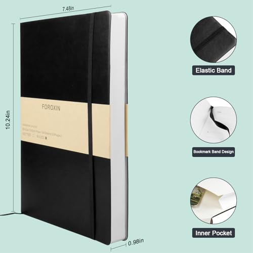 Carnet de notes ligné grand cahier noir 320 pages format B5 19x26