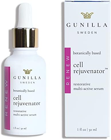 GUNILLA Cell Rejuvenator Serum | Anti-Aging Anti Wrinkle Hydrating Facial Serum for Fine Lines, Dark Spots with Organic Aloe Vera, Collagen, Elastin, Keratin, Vitamin C, Ginseng | 1 oz