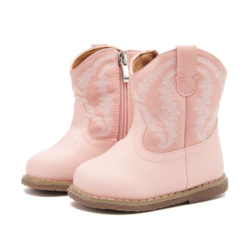 BMCiTYBM Baby Cowboy Cowgirl Boots Infant Western Boots Toddler Boys Girls Round Toe Riding Mid Calf Boots All Seasons for 6 9 12 18 24 Months