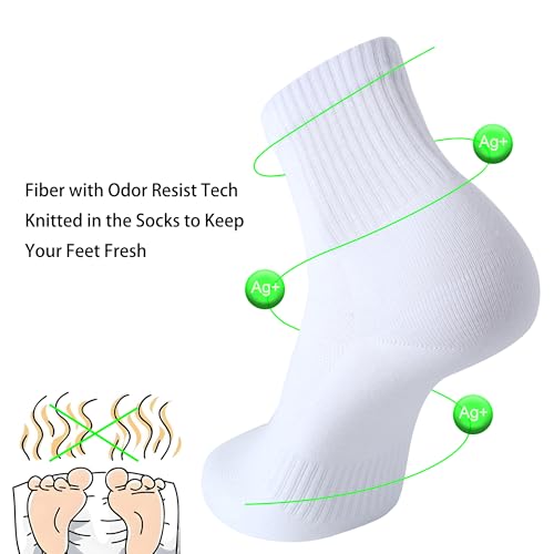 Image of Womens Anti Odor Seamless Breathable Moisture Wicking Cotton Ankle /Crew Running Hiking Dress Socks,Size 6-10