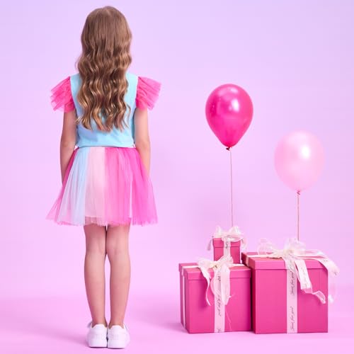Image of DXTON Girls Tutu Skirt Rainbow Toddler Tulle Ballet Dance Skirt for 3-10Y