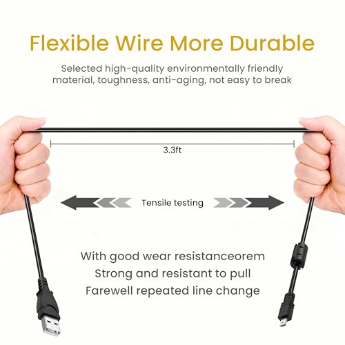 Image of Camera Cable for Nikon Coolpix L D P Series, UC-E6 E16 E17 Compatible, 2-in-1 Data Transfer and Charging Cord for Nikon D3300 D750 D5300 D7200 D3200 L340 S9100 L830 L810 L32 A10 P520, Panasonic LUMIX