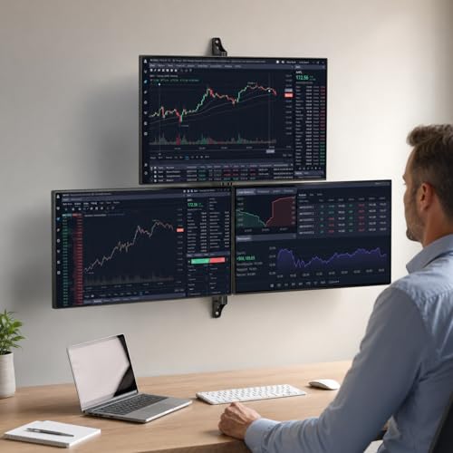 Image of WALI Triple Monitor Wall Mount for 13 to 49 Inch, 3 Monitor Wall Mount Computer Monitor Arm for Ultrawides Screens, Swivel Tilt Wall Mount with VESA 75 /100 mm, Per Arm Holds Up to 22lbs