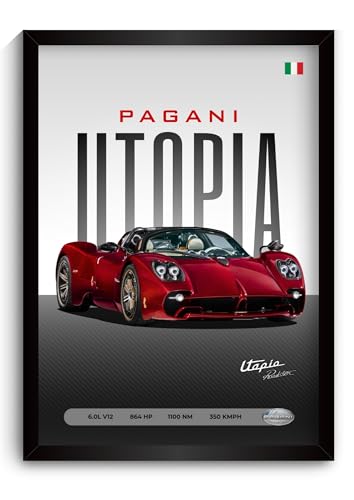 Image of Funk You Store Pagani Utopia Poster | Framed Pagani A4 Sized (31 x 23 cm) | Utopia Car Poster for Wall, Gift for Boys, Hypercar Frames | Car Posters for Wall, Bedroom, Hostel, Study Area, Hostel