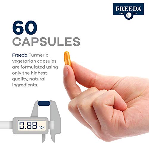 Freeda Turmeric Curcumin With Black Pepper - Kosher Vegan Gluten Free Tumeric Curcumin Supplement - Turmeric Capsules Inflammation Support Supplement - 60 Veggie Curcuma Turmeric Curcumin Capsules #TOP4