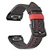 Produktbild OTOPO kompatibles Fenix 5X / 5X Plus Armband & Fenix 6X Pro Armband, 26mm Quick Fit Leder Armband für Garmin Fenix 5X/5X Plus/3/3HR Smartwatch -Schwarz/rote Line