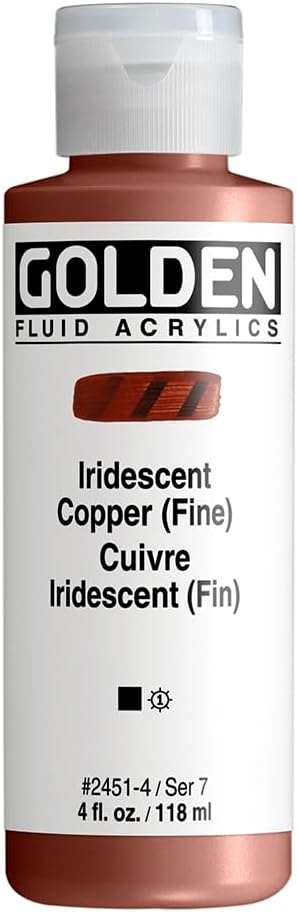 GOLDEN Fluid Acrylics, Iridescent Copper (Fine), 4 fl. oz. Bottle, Professional Acrylic Paint, Opaque