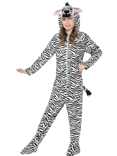 Smiffys Costume de zèbre, Noir et blanc, tout-en-un avec capuche Halloween