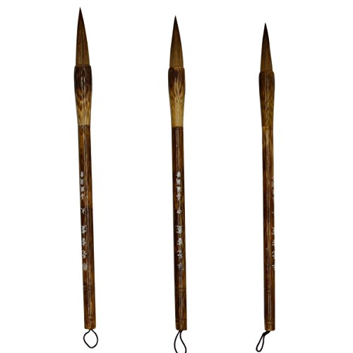 Omonic 3 Pcs Top Goat Wolf Hair Chinese Caligraphy Kanji Japanese Sumi Drawing Brush Pack Of 3 Set Size L M S #TOP4
