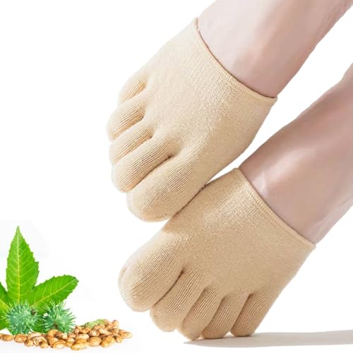 Castor Oil Pack Wrap for Feet Toes, Reusable Castor Oil Wrap Organic Cotton for Women, Castor Oil Hidden Toe Covers Socks, Moisturizing Feet(Oil Not Include) 2Pcs