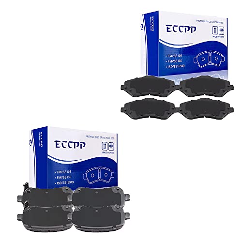 Cciyu 8Pcs Front & Rear Ceramic Brake Pads Kits 2008-2012 For Chrysler Town & Country,2008-2012 For Dodge Grand Caravan,2009-2013 For Dodge Journey,2012 For Ram C/V,2009-2012 For Volkswagen Routan #TOP1
