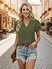 Cuptacc Women's T-Shirt Short Sleeve Summer Blouse V-Neck Elegant Short Sleeve T-Shirt, army green, M #4