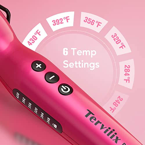 Terviiix Bubble Wand Curling Iron With Clamp, Tourmaline Ceramic Curling Wand For Long Hair & Short Hair, Spiral Curling Iron For Long-Lasting Defined Curls & Waves, Dual Voltage, Glove, Pink #TOP4