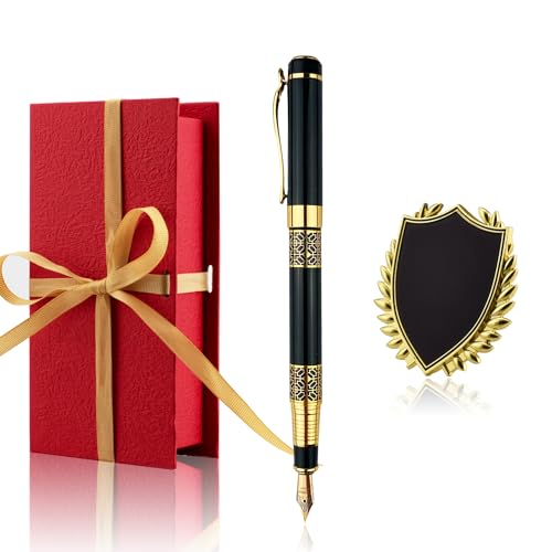 Yastar Bolígrafo personalizado con una insignia personalizada, juego de regalo de oficina con caja de bolígrafo, 2 recambios negros adicionales grabados con tus nombres de mensajes, nombres de