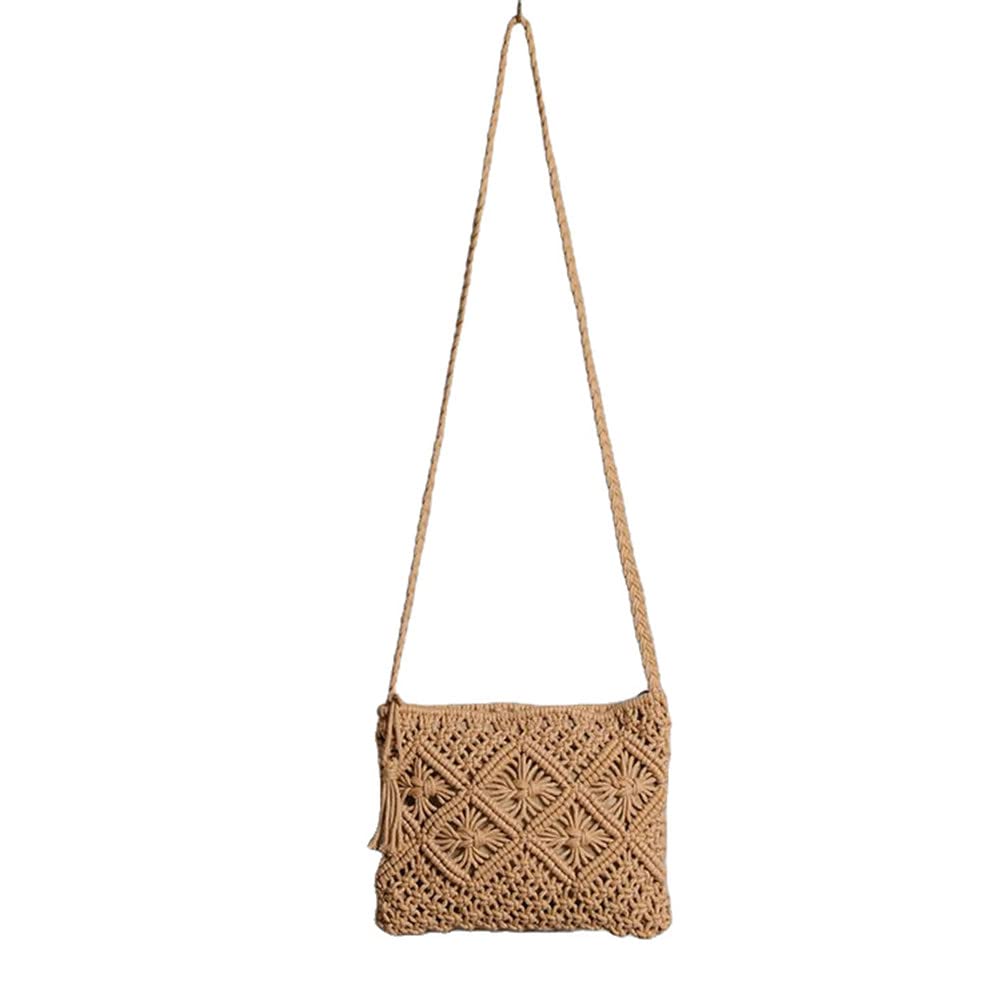 MdouLyBoho Straw Shoulder Bag Handwoven Wicker Beach Purse for Women Crossbody Handbag