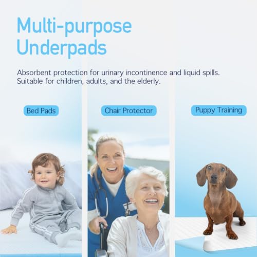 Dynarex Disposable Underpads, Medical-Grade Incontinence Bed Pads to Protect Furniture, 30”x30” (105g), with Polymer, 1 Case of 100 Pads (50 / Box),White