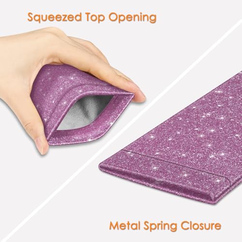 Image of FINTIE Soft Eyeglasses Case with Cleaning Cloth, Portable Squeeze Top Vegan Leather Glasses Pouch, Sunglasses Eyewear Bag